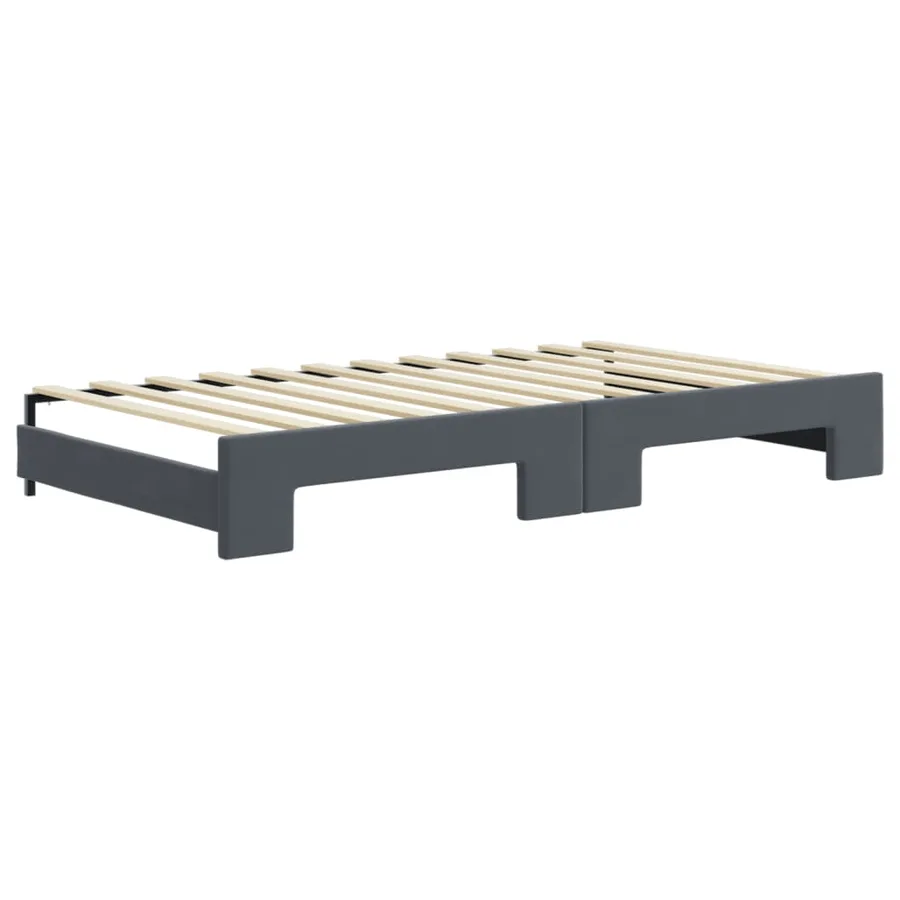 Lit de jour avec gigogne sans matelas gris foncé 100x200 cm - 8