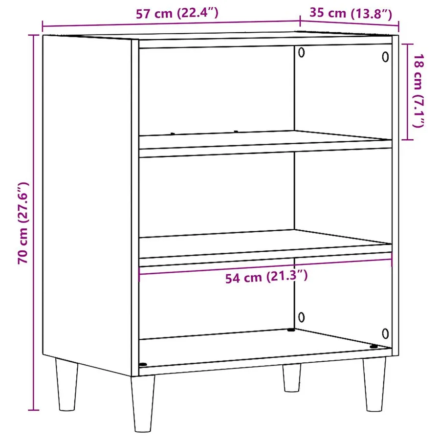 Buffet vieux bois 57x35x75 cm bois d'ingénierie - 9