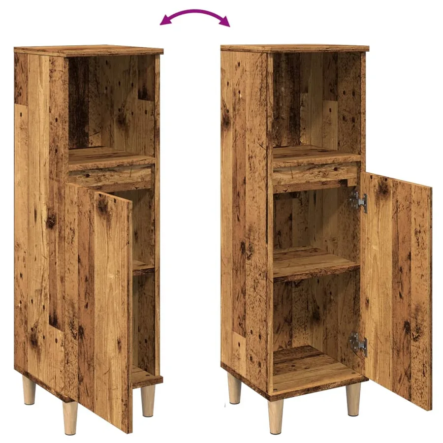 Armoire de salle de bain vieux bois 30x30x100cm bois ingénierie - 8