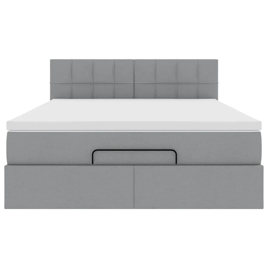 Lit ottoman avec matelas et LED gris clair 140x190 cm tissu - 8