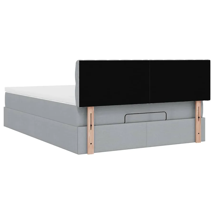 Lit ottoman avec matelas gris clair 140x190 cm tissu - 11
