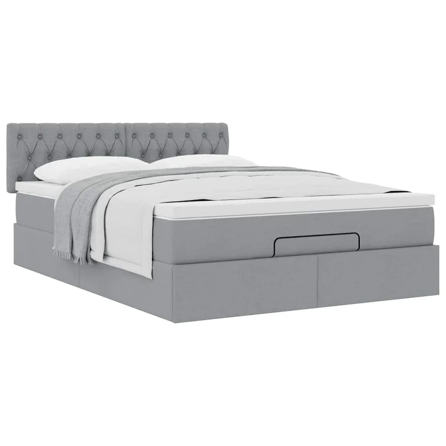 Lit ottoman avec matelas gris clair 140x190 cm tissu - 5