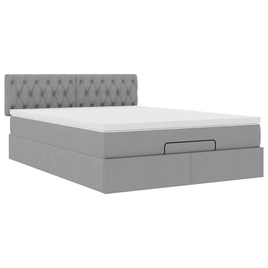 Lit ottoman avec matelas gris clair 140x190 cm tissu - 6