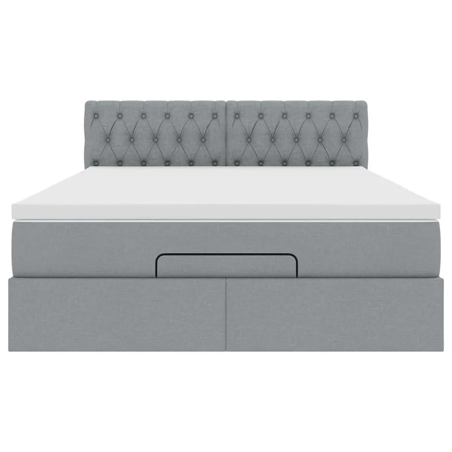 Lit ottoman avec matelas gris clair 140x190 cm tissu - 7