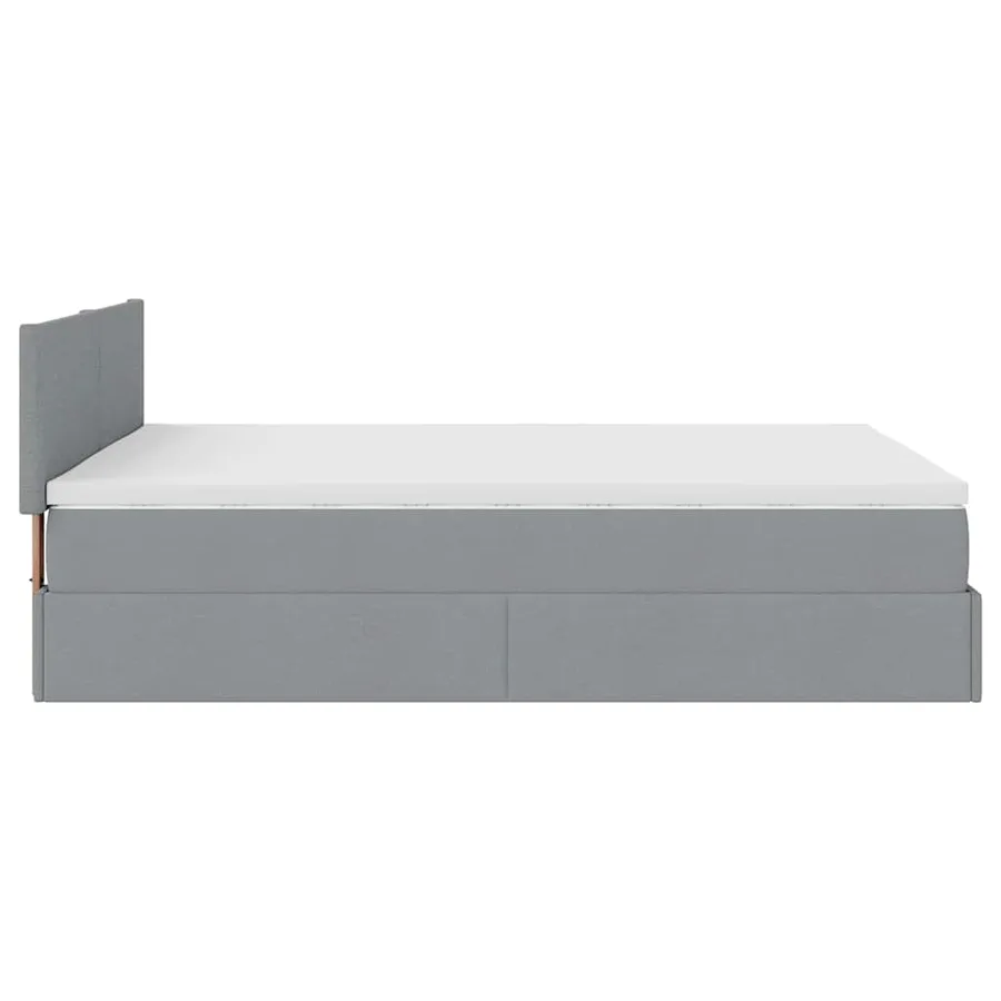 Lit ottoman avec matelas gris clair 140x190 cm tissu - 10
