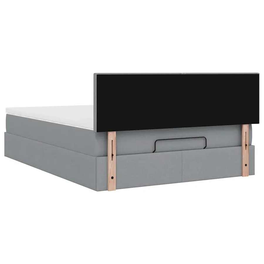 Lit ottoman avec matelas gris clair 140x190 cm tissu - 11