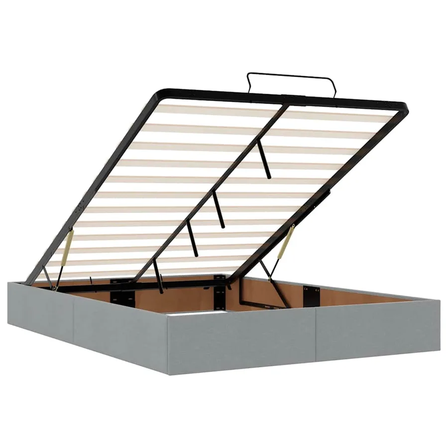 Lit ottoman avec matelas gris clair 140x190 cm tissu - 12