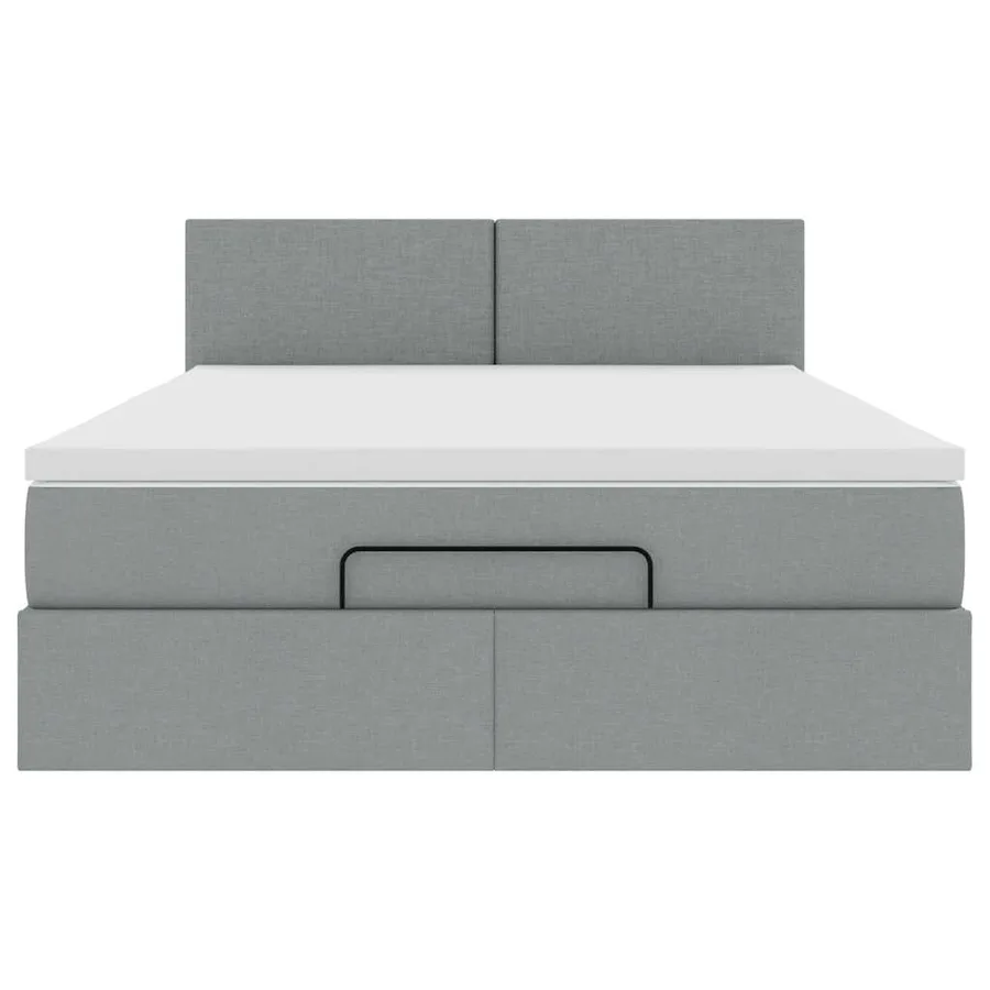 Lit ottoman avec matelas gris clair 140x190 cm tissu - 7