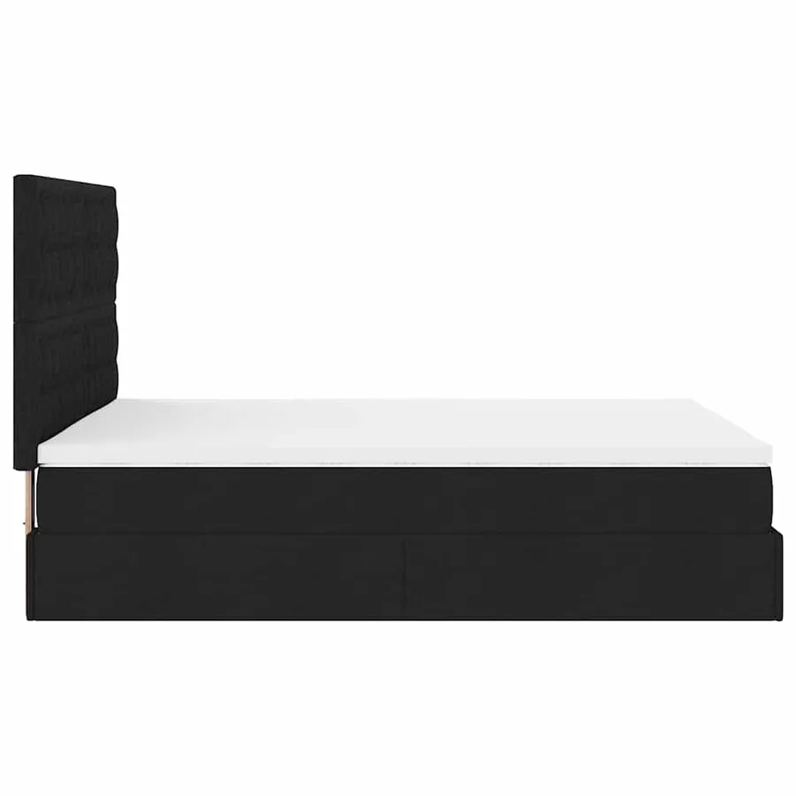 Cadre de lit ottoman avec matelas noir 140x190 cm tissu - 11