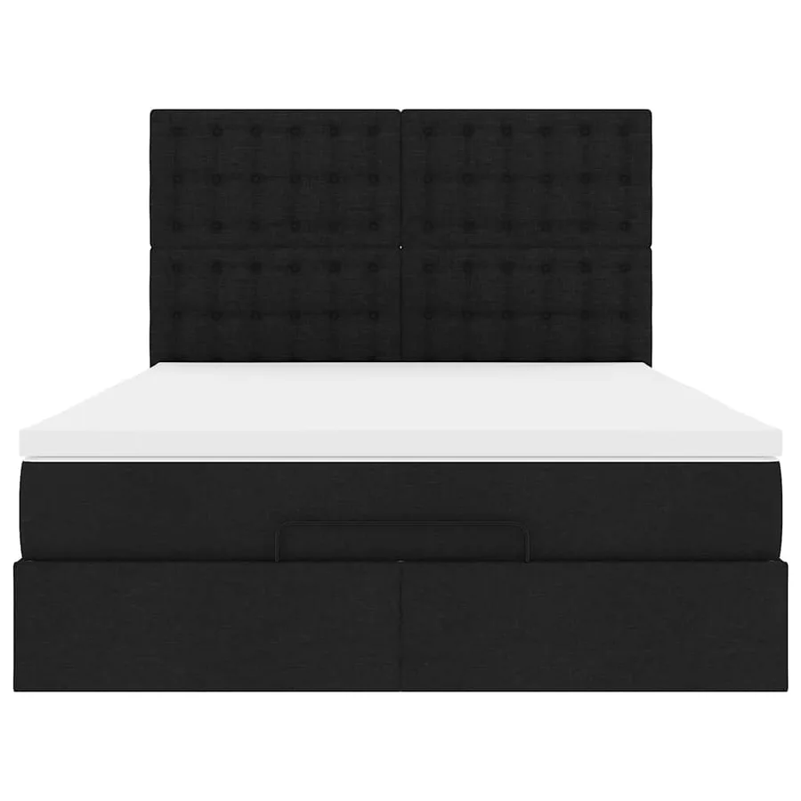 Cadre de lit ottoman avec matelas noir 140x190 cm tissu - 8