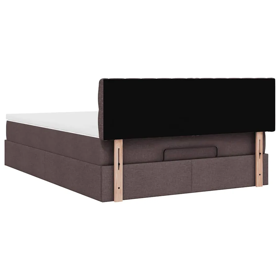 Lit ottoman avec matelas et LED marron foncé 140x190 cm tissu - 12