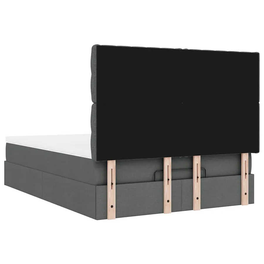 Cadre de lit ottoman avec matelas gris foncé 140x190 cm tissu - 11