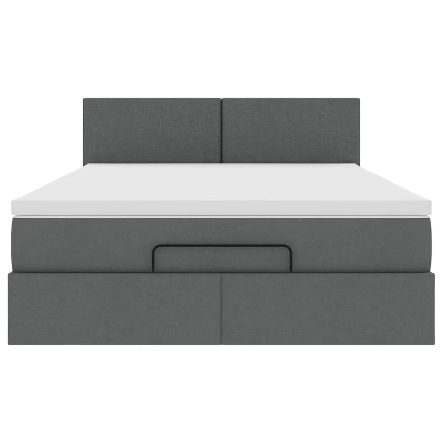 Lit ottoman avec matelas et LED gris foncé 140x190 cm tissu - 8