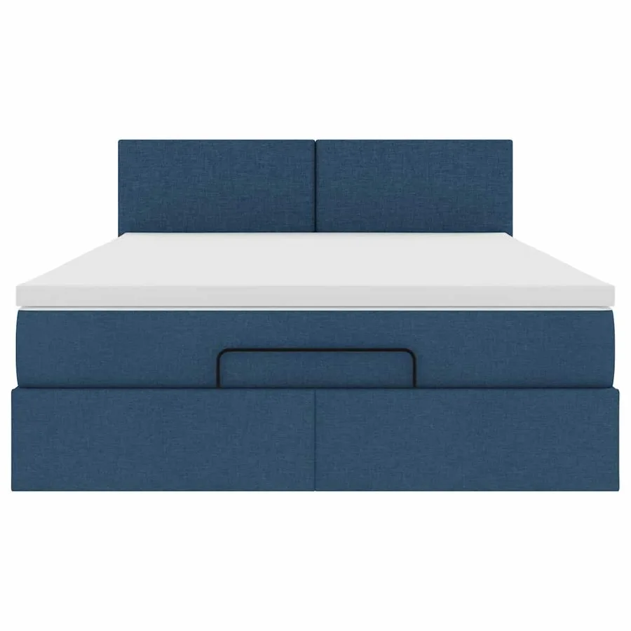 Lit ottoman avec matelas et LED bleu 140x190 cm tissu - 8