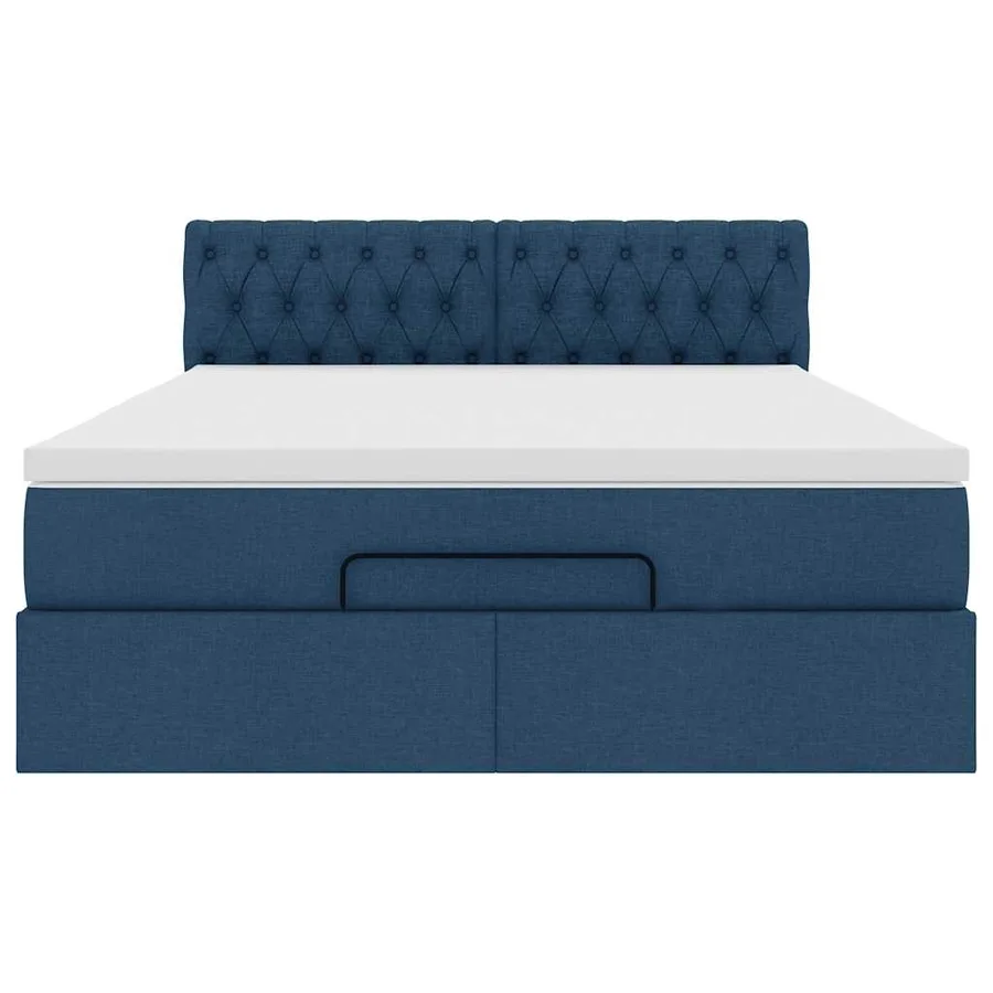Lit ottoman avec matelas bleu 140x190 cm tissu - 7