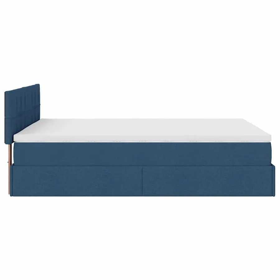 Lit ottoman avec matelas et LED bleu 140x190 cm tissu - 11