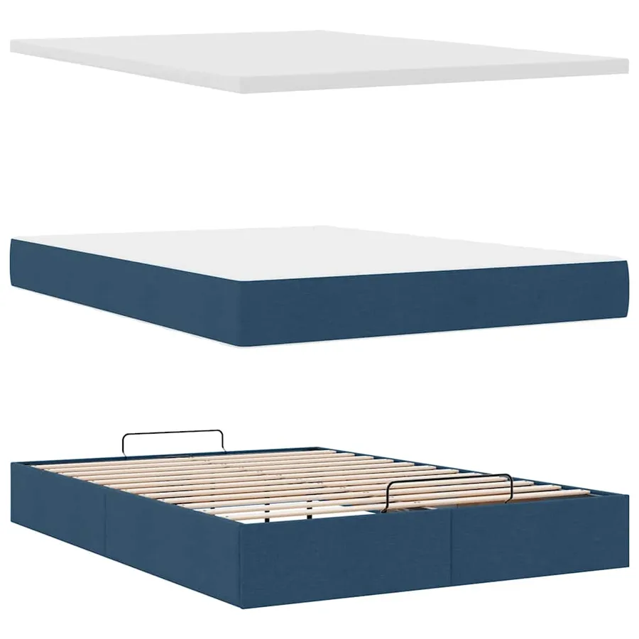 Lit ottoman avec matelas et LED bleu 140x190 cm tissu - 9