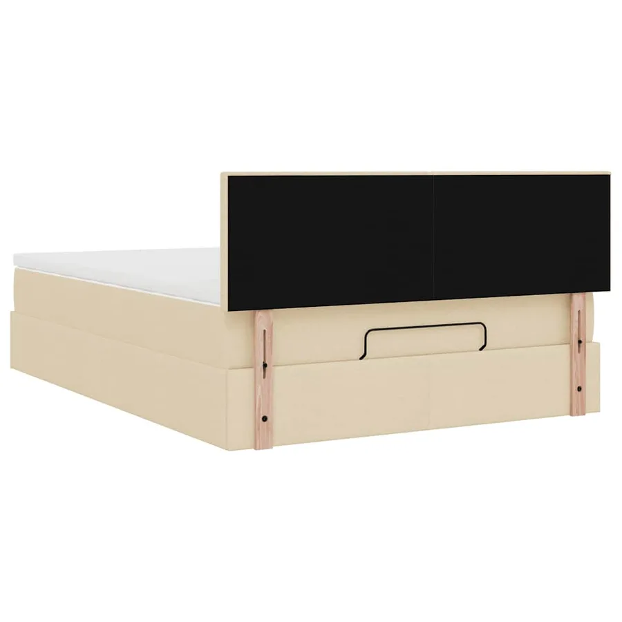 Lit ottoman avec matelas crème 140x190 cm tissu - 11