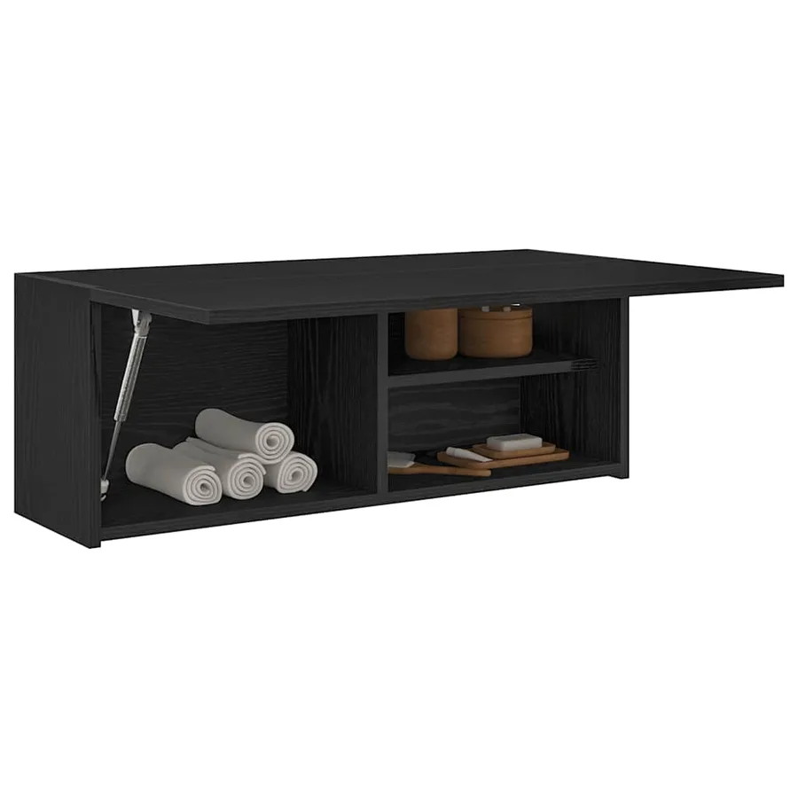 Armoire murale de bain noir 80x25x30 cm bois d'ingénierie - 4