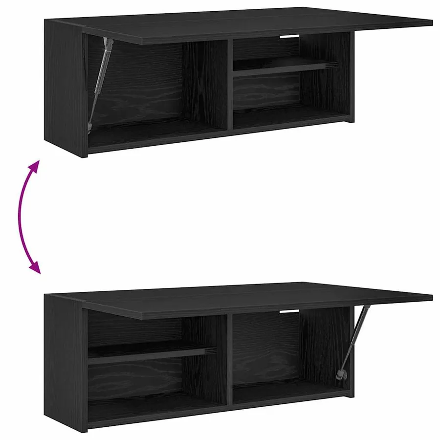 Armoire murale de bain noir 80x25x30 cm bois d'ingénierie - 9
