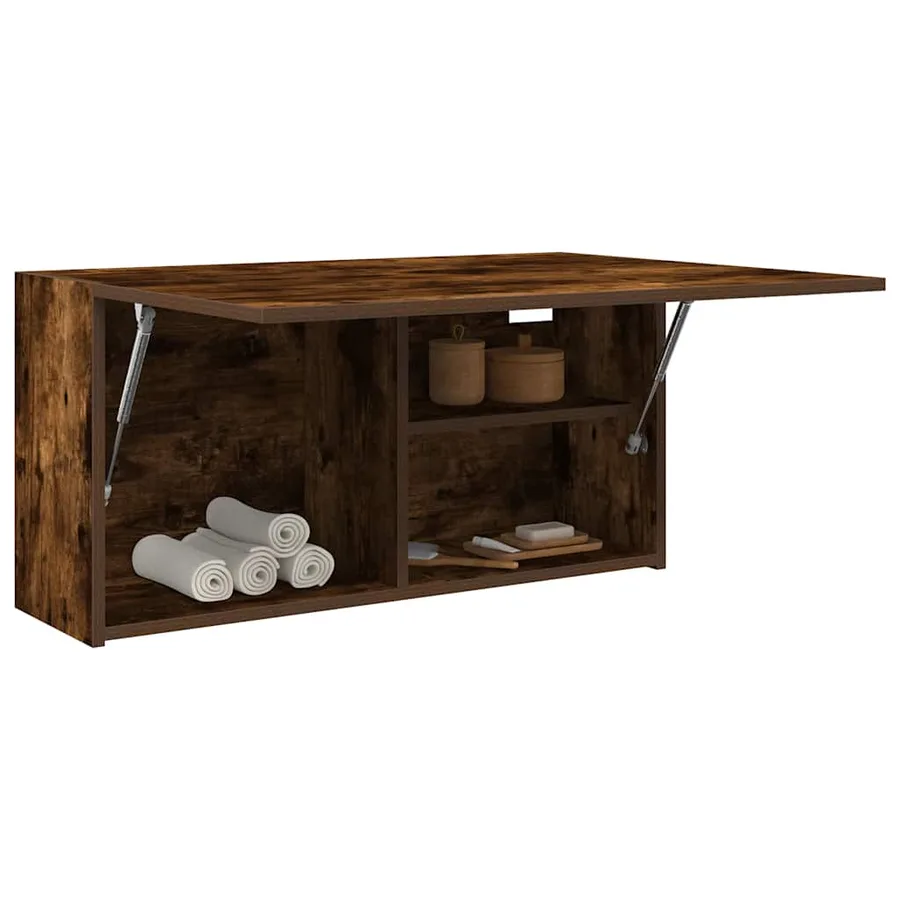 Armoire murale de bain chêne fumé 80x25x40 cm bois d'ingénierie - 4