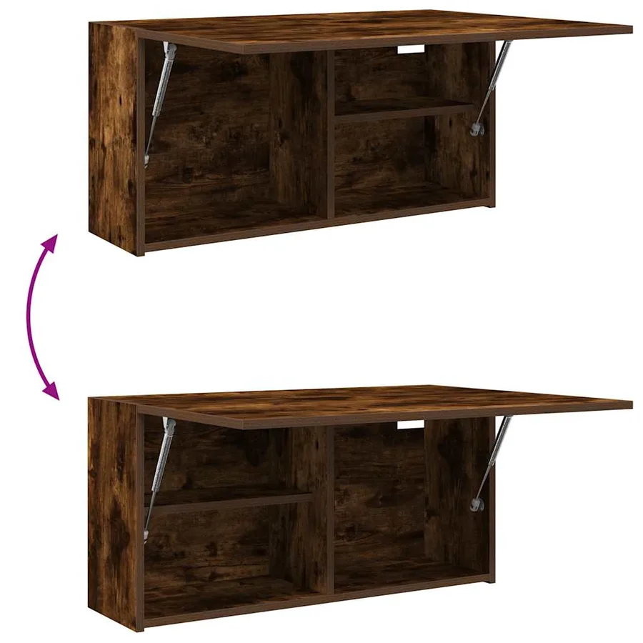 Armoire murale de bain chêne fumé 80x25x40 cm bois d'ingénierie - 9