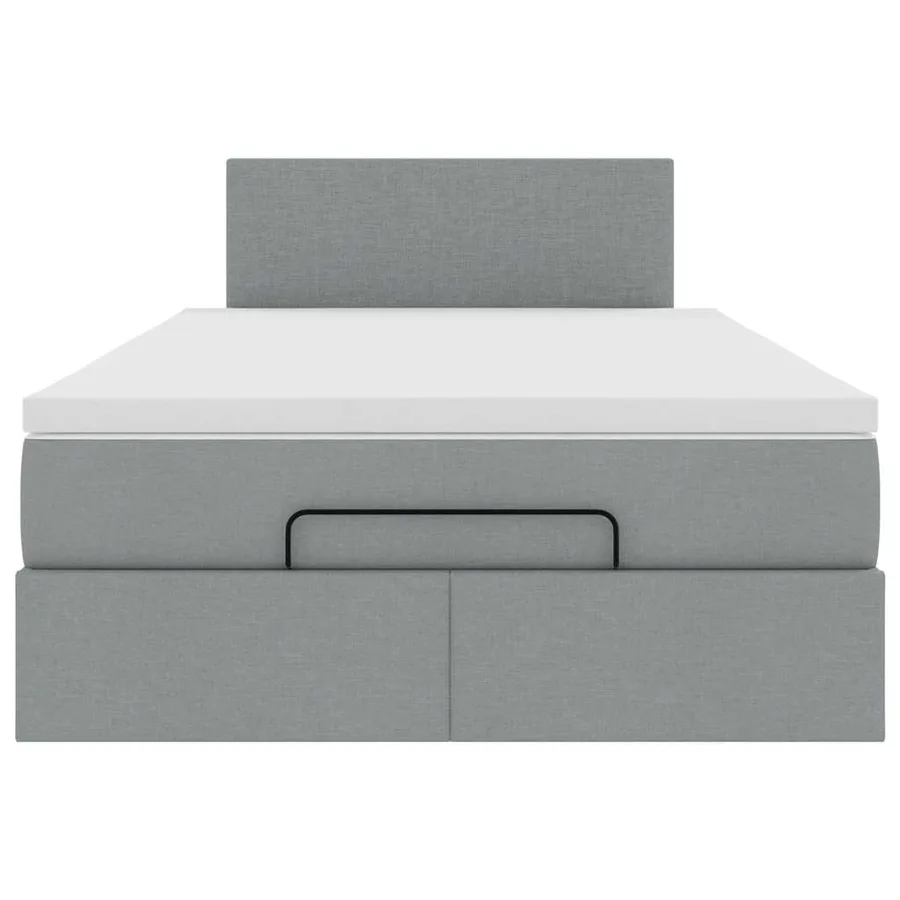 Lit ottoman avec matelas gris clair 120x190 cm tissu - 7