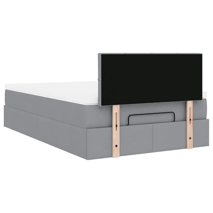 Lit ottoman avec matelas gris clair 120x190 cm tissu - 11