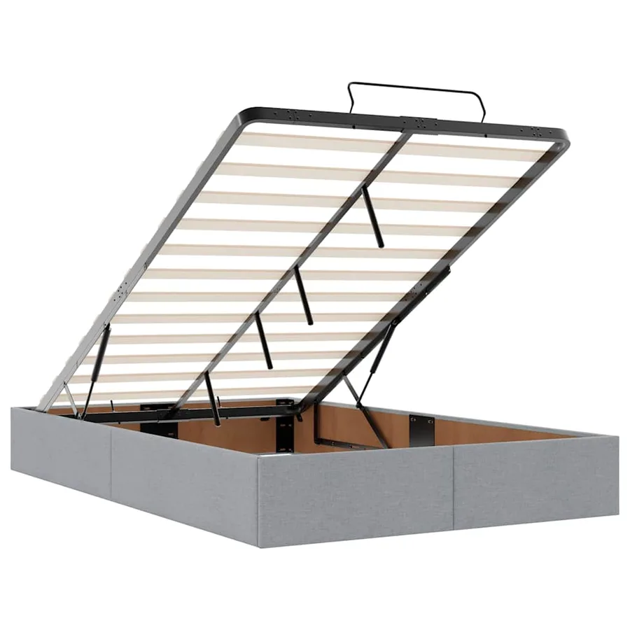 Lit ottoman avec matelas gris clair 120x190 cm tissu - 12