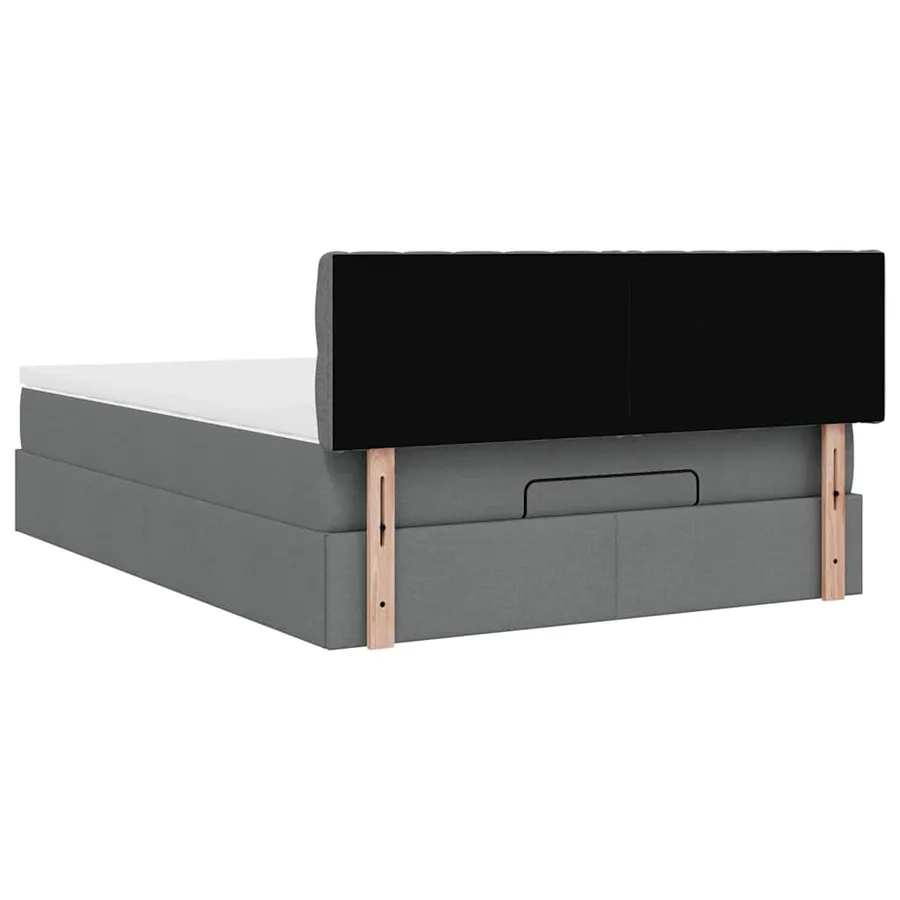 Lit ottoman avec matelas gris foncé 140x200 cm tissu - 11
