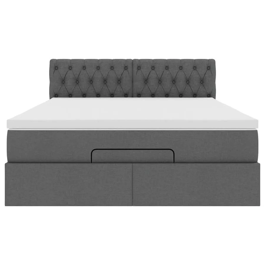 Lit ottoman avec matelas gris foncé 140x200 cm tissu - 7