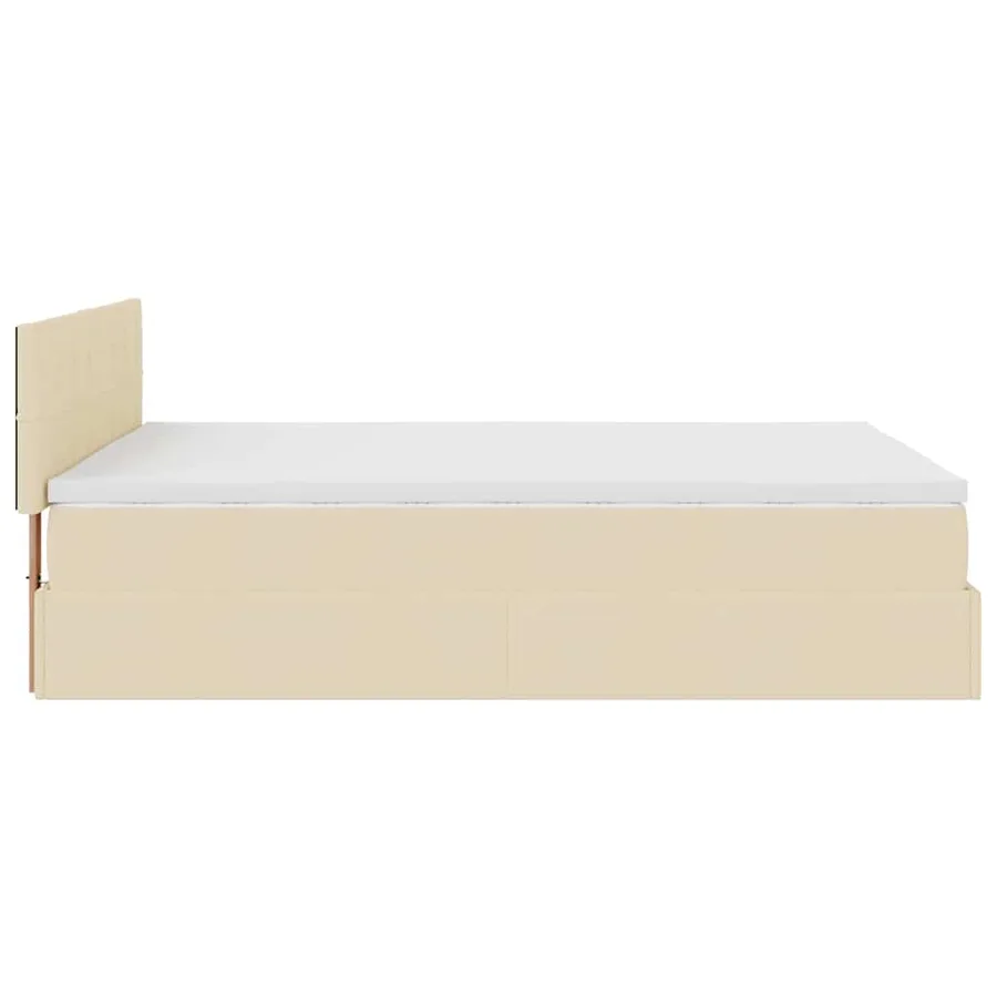 Lit ottoman avec matelas crème 140x200 cm tissu - 10