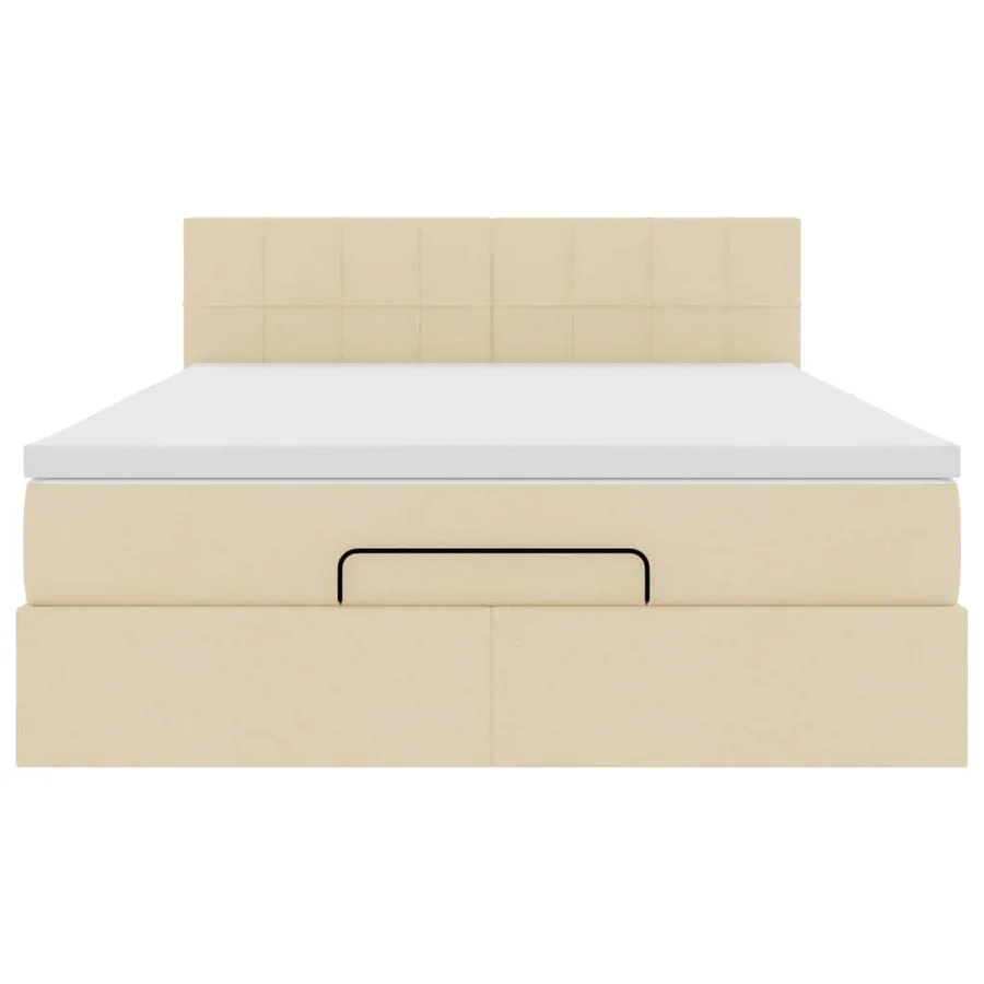 Lit ottoman avec matelas crème 140x200 cm tissu - 7