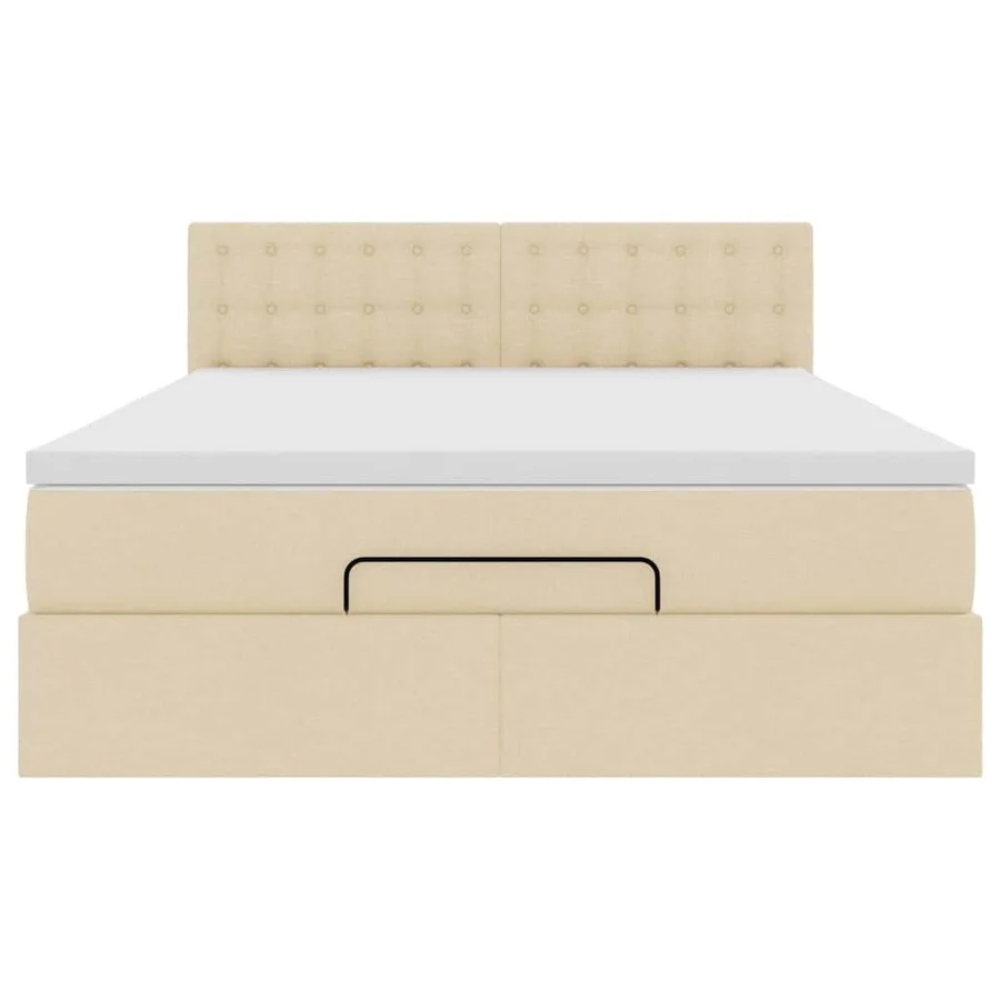 Lit ottoman avec matelas crème 140x200 cm tissu - 7