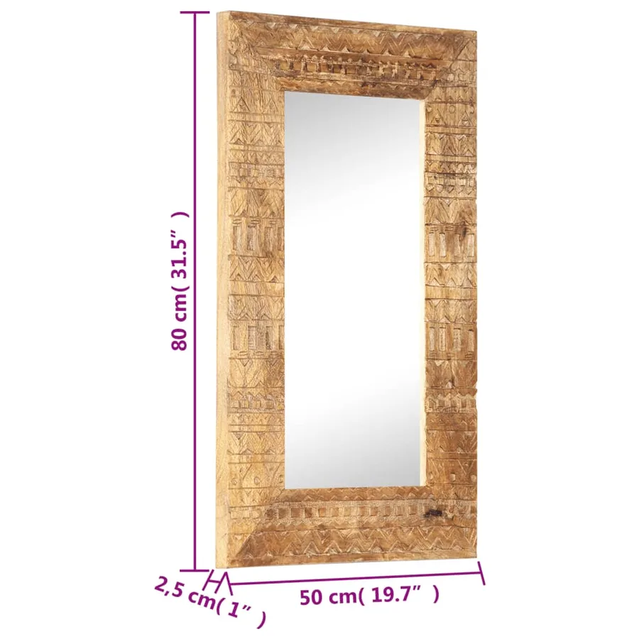 Miroir sculpté à la main 80x50x2,5 cm bois de manguier solide - 5