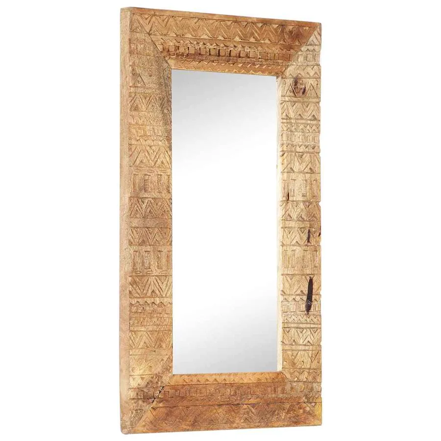 Miroir sculpté à la main 80x50x2,5 cm bois de manguier solide - 9
