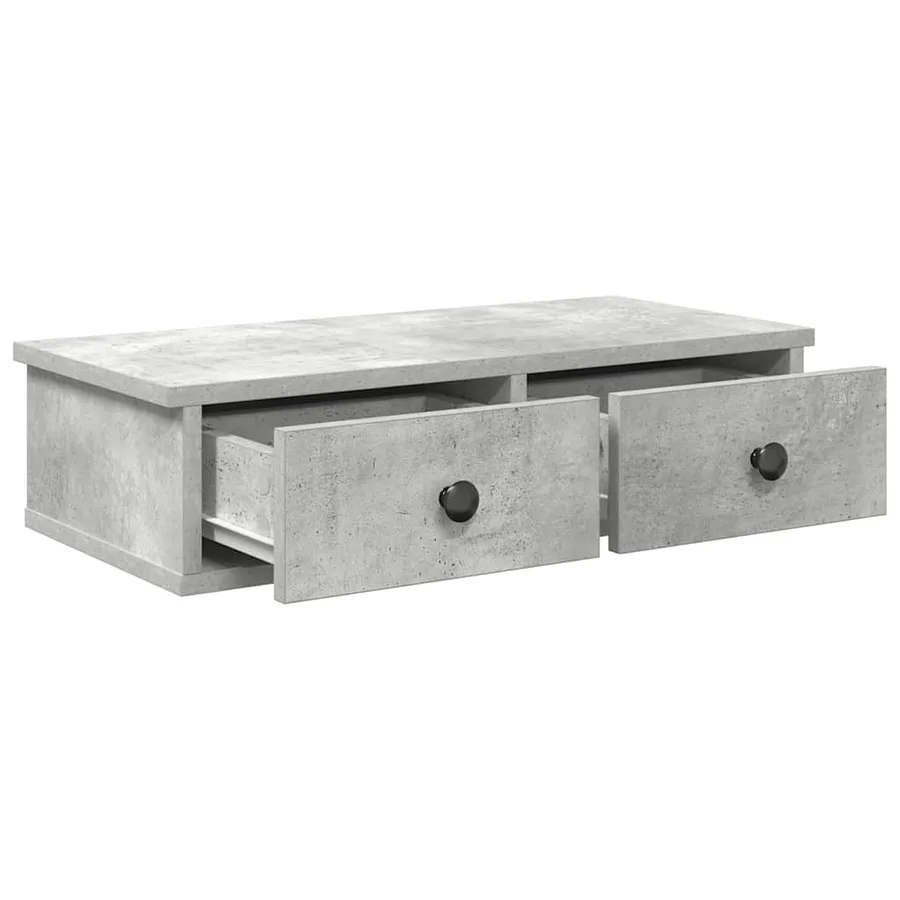 Étagère murale avec tiroirs gris béton bois d'ingénierie - 7