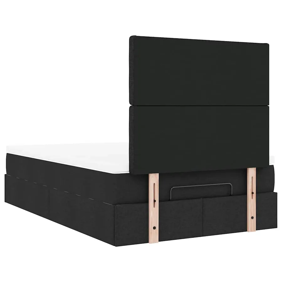 Cadre de lit ottoman avec matelas noir 120x190 cm tissu - 11