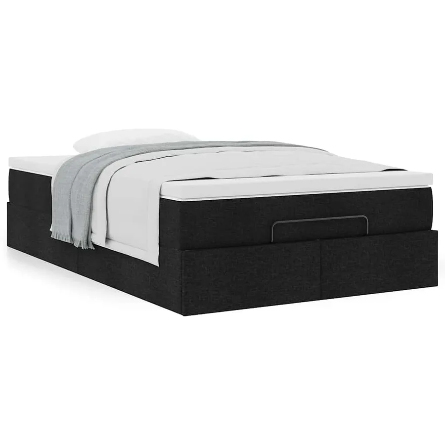 Cadre de lit ottoman avec matelas noir 120x190 cm tissu - 4