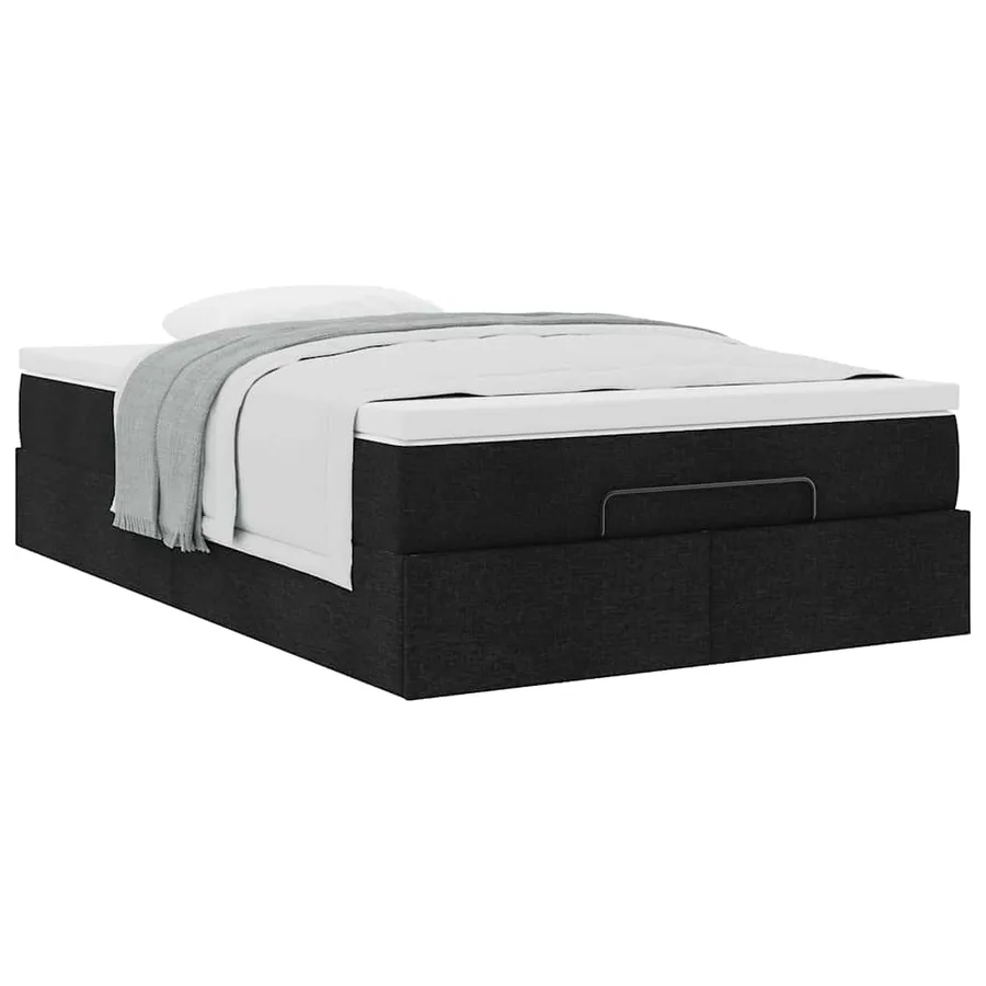 Cadre de lit ottoman avec matelas noir 120x190 cm tissu - 5