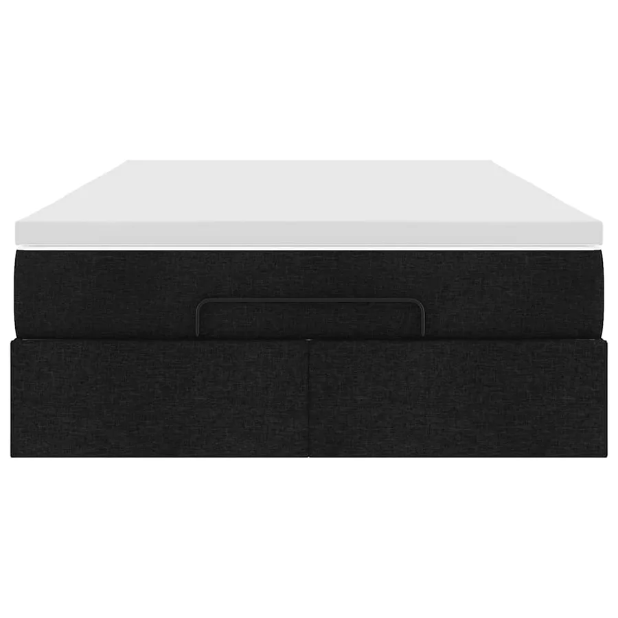 Cadre de lit ottoman avec matelas noir 120x190 cm tissu - 7