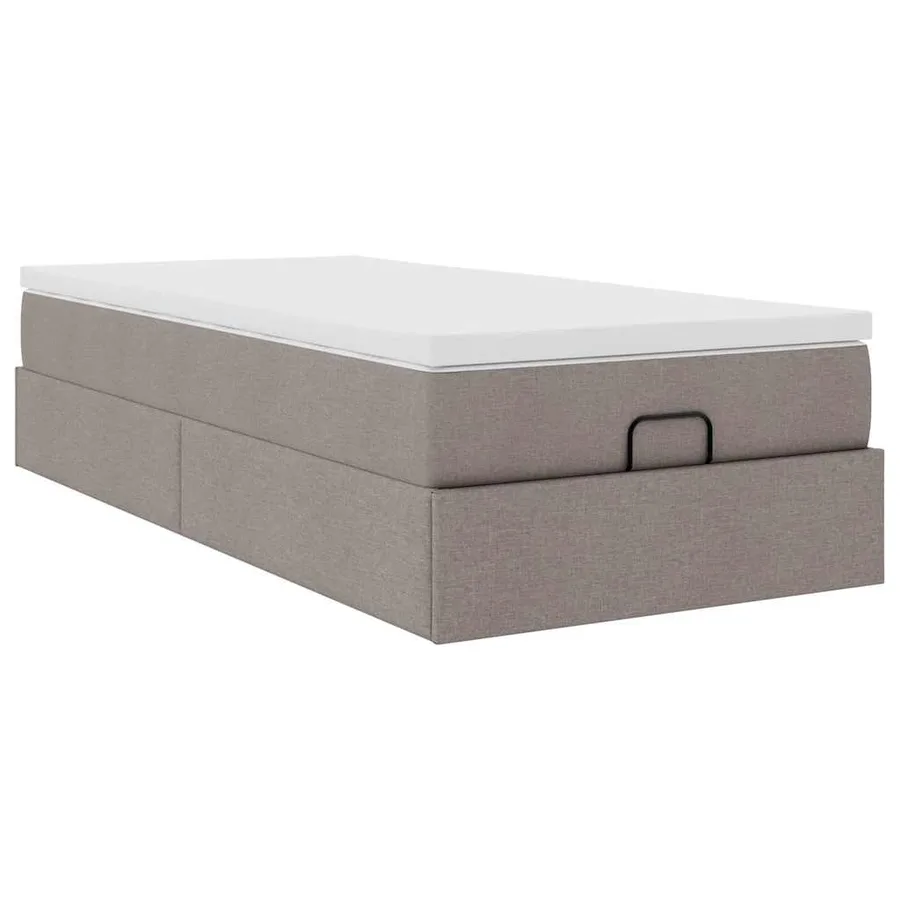Cadre de lit ottoman avec matelas taupe 100x200 cm tissu - 6