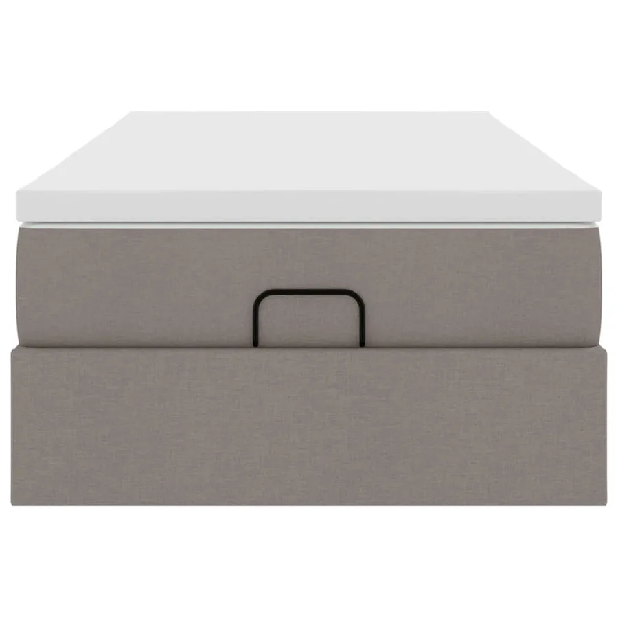 Cadre de lit ottoman avec matelas taupe 100x200 cm tissu - 7