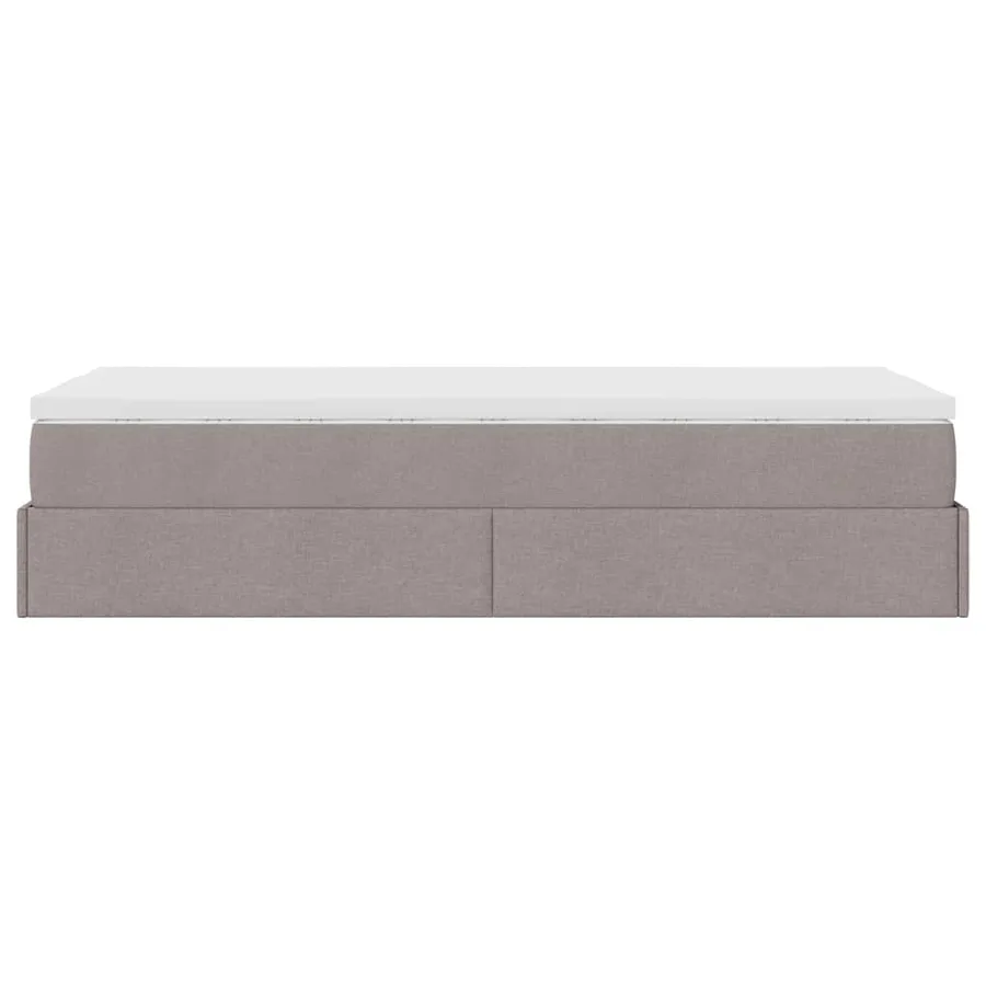 Cadre de lit ottoman avec matelas taupe 100x200 cm tissu - 9