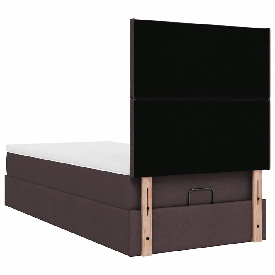 Lit ottoman avec matelas marron foncé 100x200 cm tissu - 11