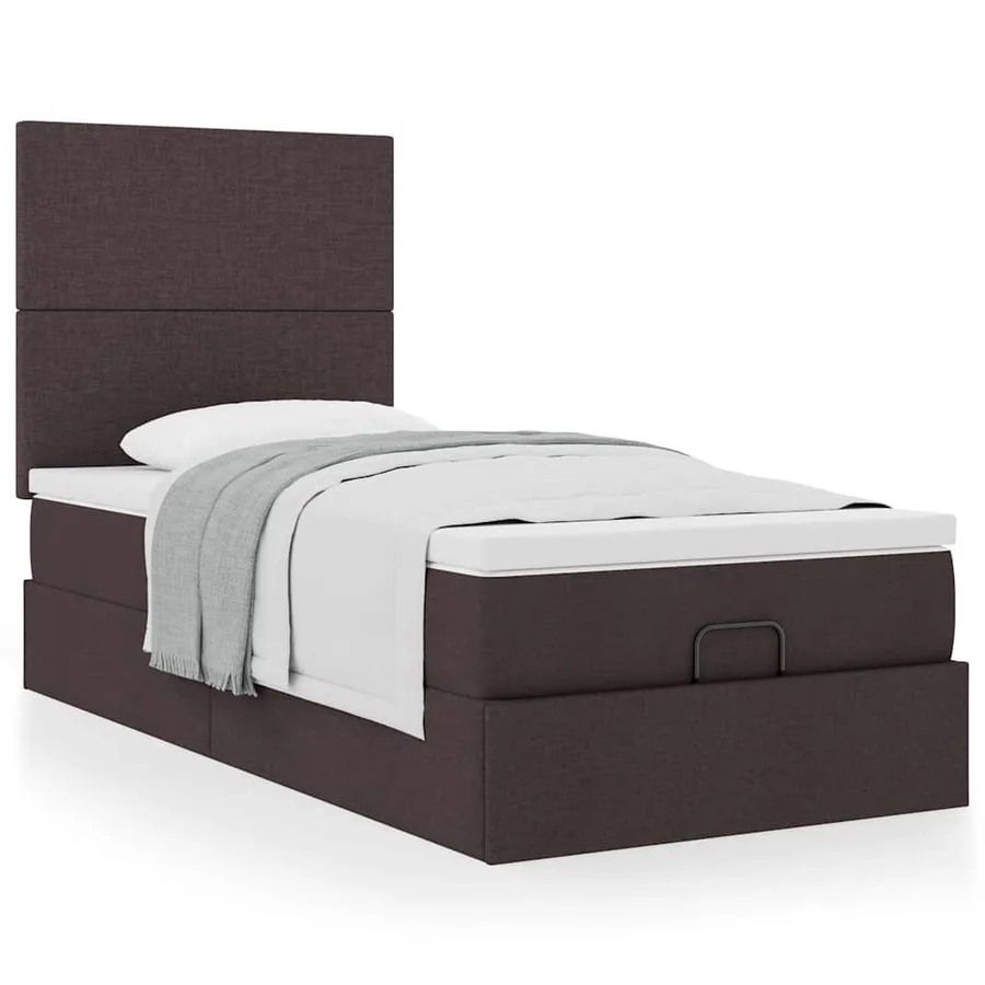 Lit ottoman avec matelas marron foncé 100x200 cm tissu - 4
