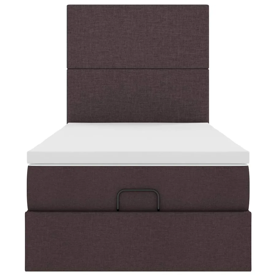 Lit ottoman avec matelas marron foncé 100x200 cm tissu - 7