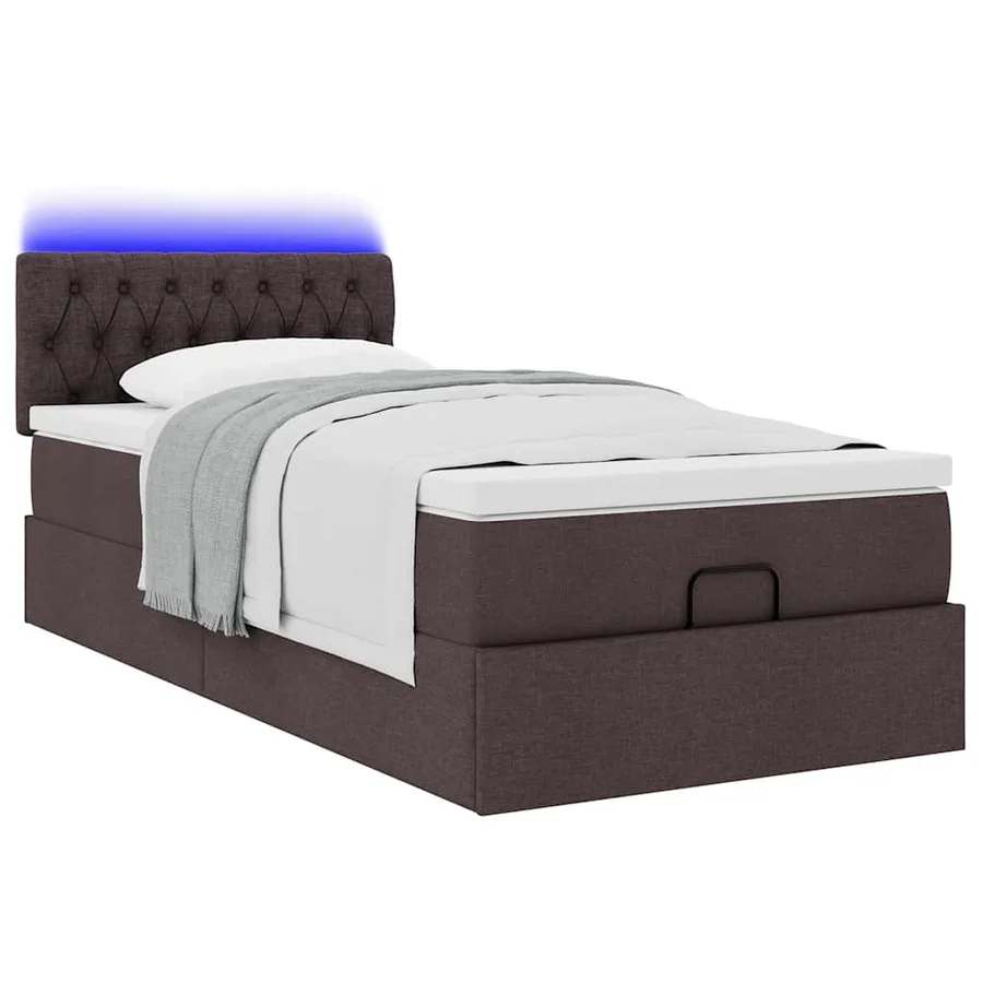 Lit ottoman avec matelas marron foncé 100x200 cm tissu - 6