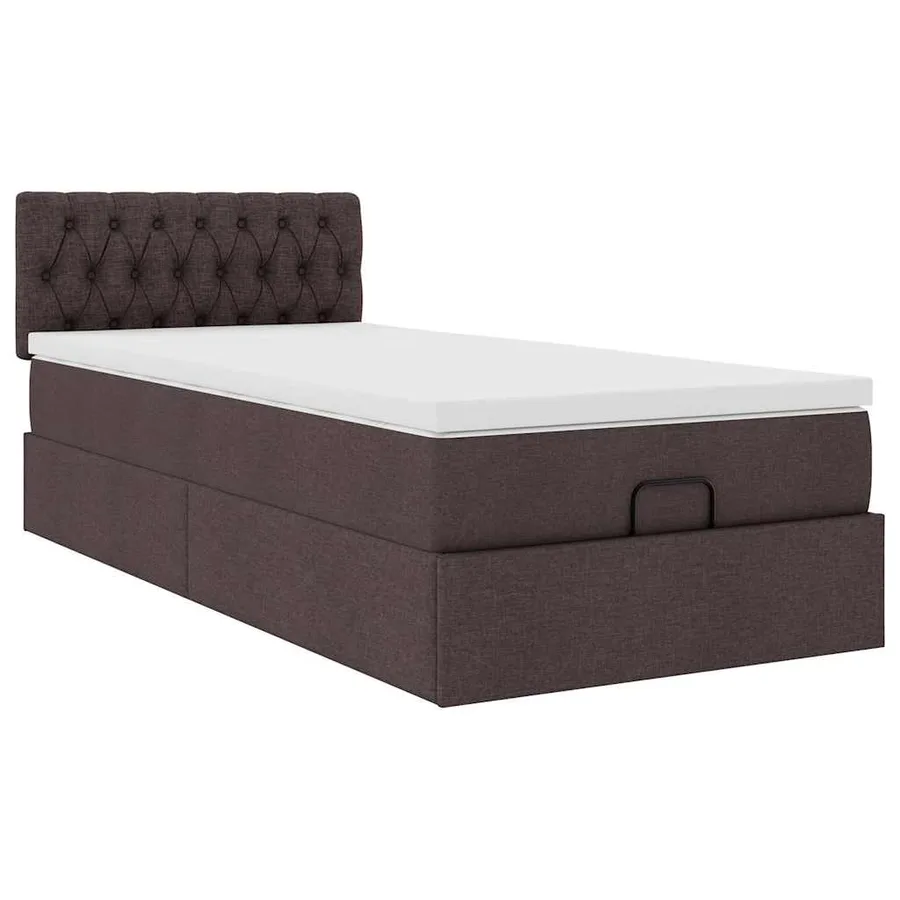 Lit ottoman avec matelas marron foncé 100x200 cm tissu - 7