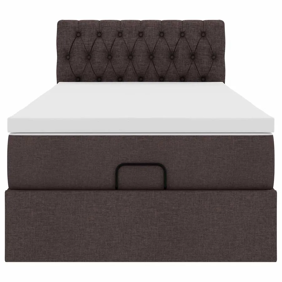 Lit ottoman avec matelas marron foncé 100x200 cm tissu - 8